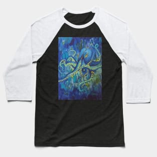 Blue Octopus taking a walk Baseball T-Shirt